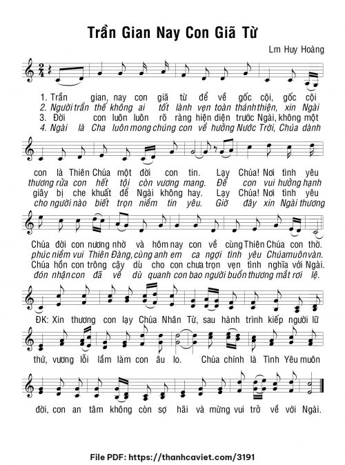 Trần gian nay con giã từ - Lm. Huy Hoàng - trang 1