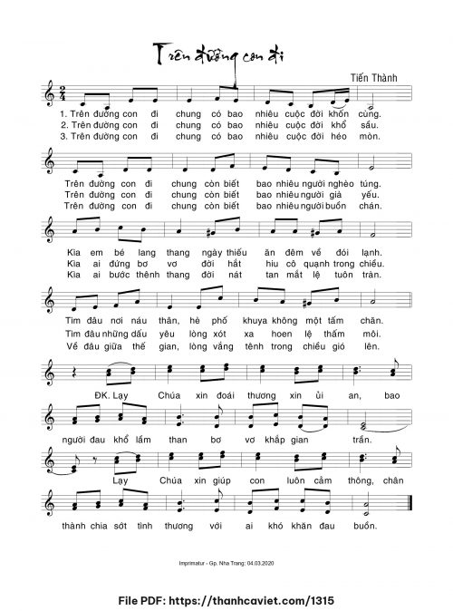 Trên đường con đi - Lm. Tiến Thành - trang 1