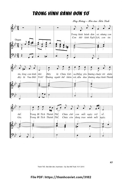 Trong hình bánh đơn sơ - Lm. Huy Hoàng - Hòa âm: Tiến Linh - trang 1