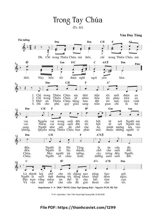 Trong tay Chúa - Văn Duy Tùng - trang 1