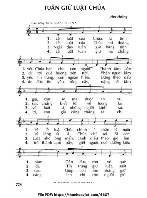 Tuân giữ luật Chúa - Lm. Huy Hoàng - trang 1