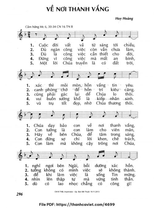 Về nơi thanh vắng - Lm. Huy Hoàng - trang 1