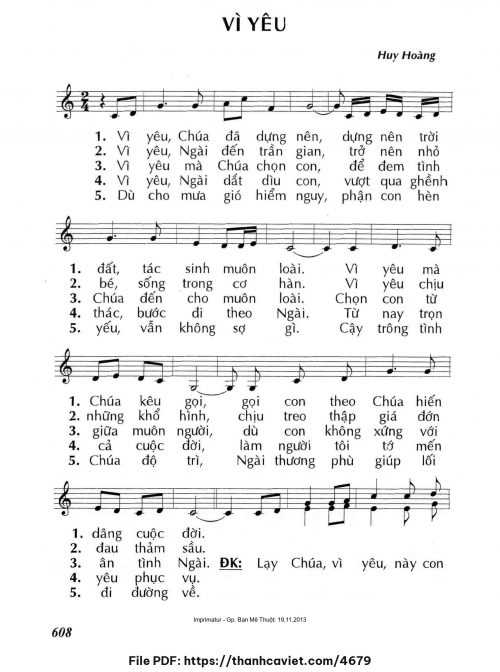 Vì yêu - Lm. Huy Hoàng - trang 1