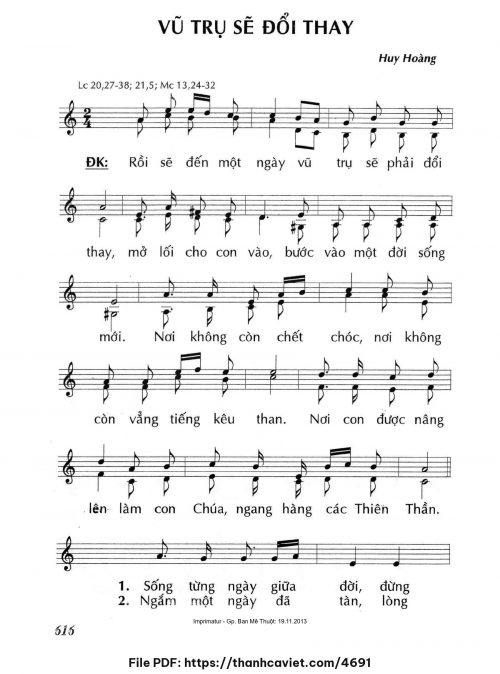 Vũ trụ sẽ đổi thay - Lm. Huy Hoàng - trang 1