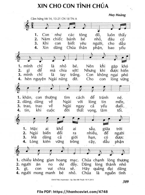 Xin cho con tình Chúa - Lm. Huy Hoàng - trang 1