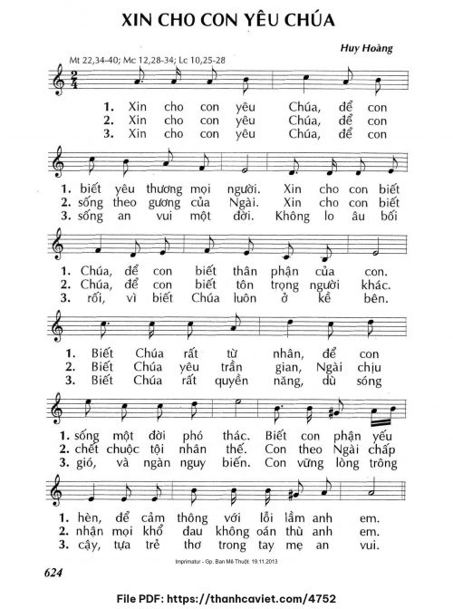 Xin cho con yêu Chúa - Lm. Huy Hoàng - trang 1
