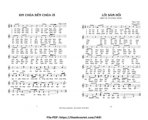 Xin Chúa đến Chúa ơi - Ngọc Linh - trang 1