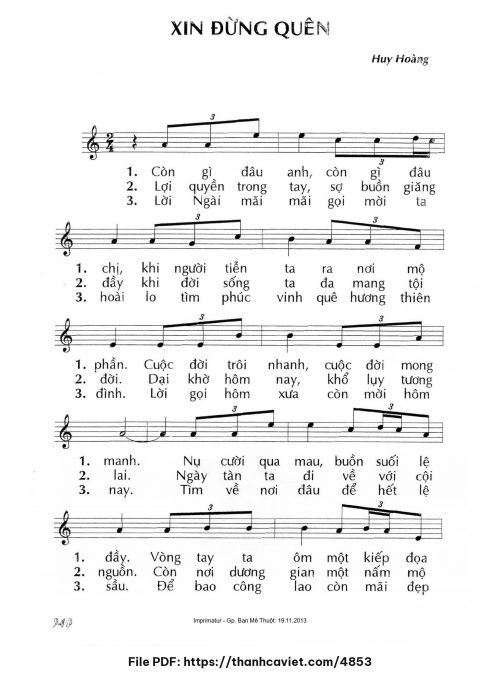 Xin đừng quên - Lm. Huy Hoàng - trang 1