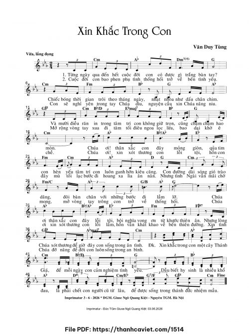 Xin khắc trong con - Văn Duy Tùng - trang 1