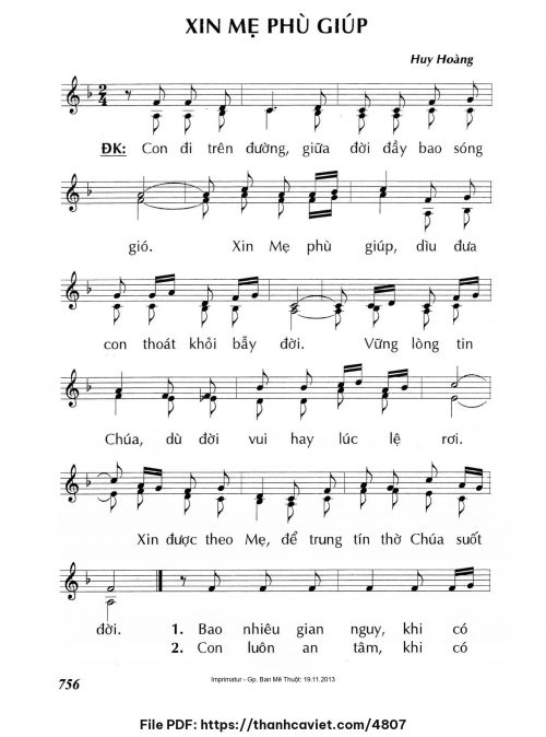 Xin Mẹ phù giúp - Lm. Huy Hoàng - trang 1