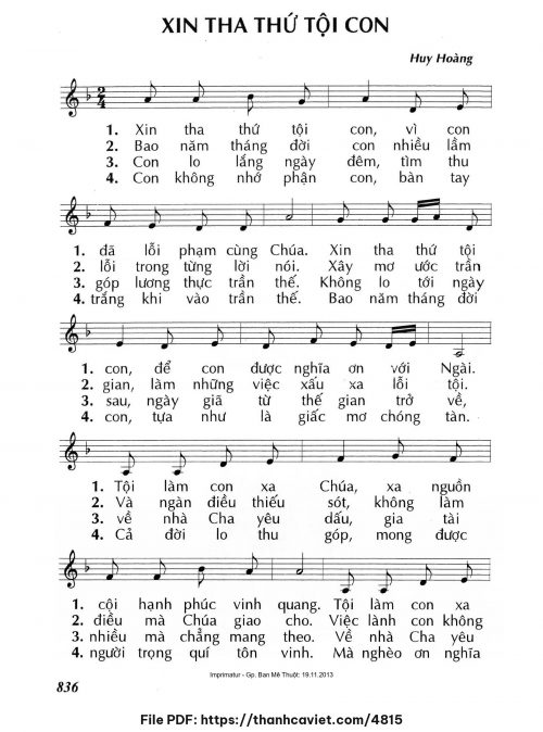 Xin tha thứ tội con - Lm. Huy Hoàng - trang 1