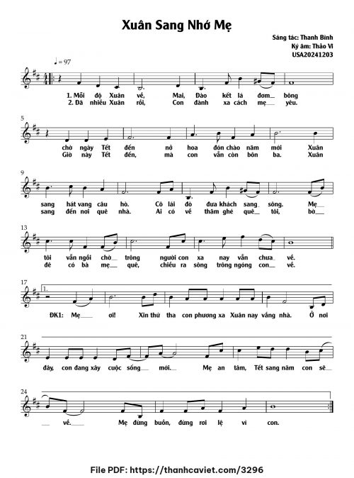 Xuân sang nhớ mẹ - Thanh Bình - trang 1
