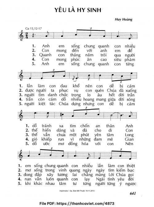 Yêu là hy sinh - Lm. Huy Hoàng - trang 1