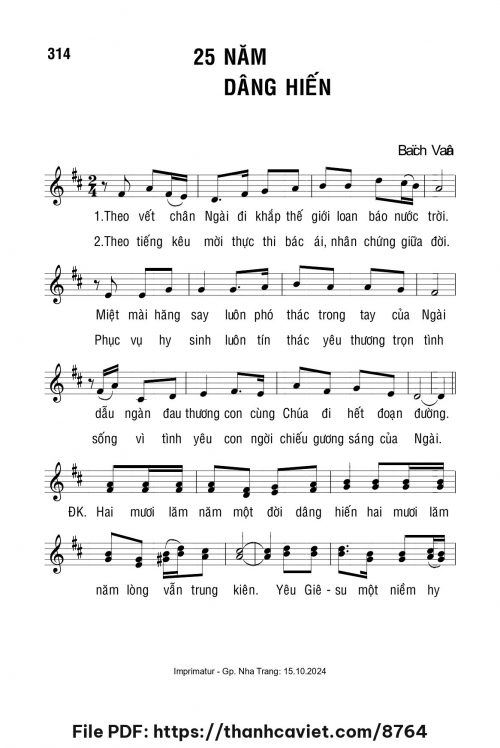 25 năm dâng hiến - Lm. Bạch Vân - trang 1
