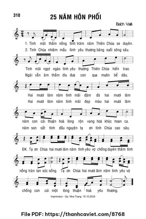 25 năm hôn phối - Lm. Bạch Vân - trang 1