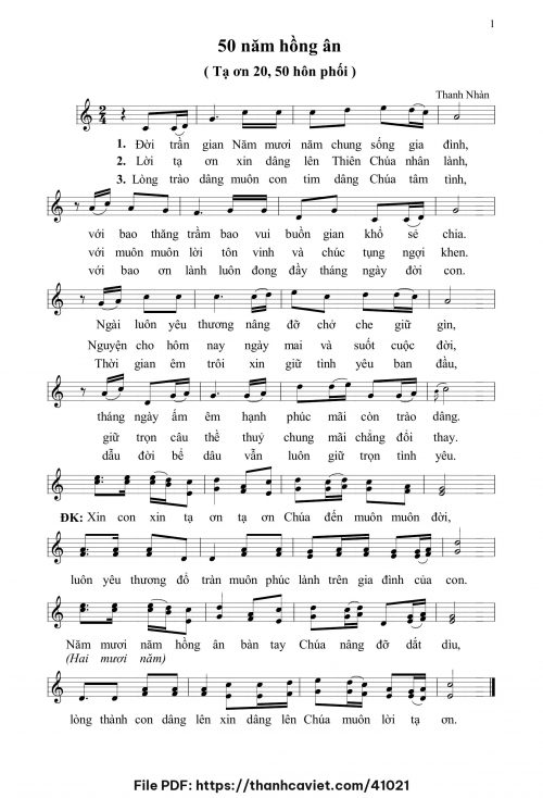 50 năm hồng ân - Thanh Nhàn - trang 1