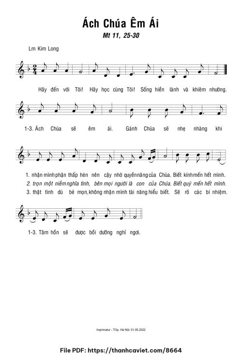 Ách Chúa êm ái - Lm. Kim Long - trang 1