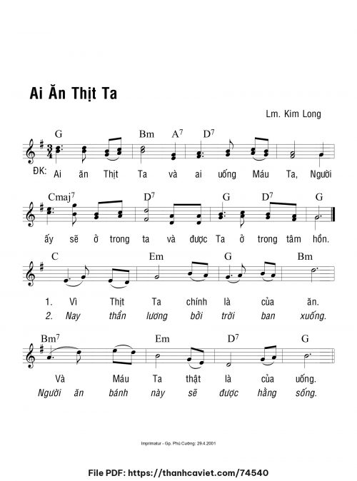 Ai ăn thịt Ta - Lm. Kim Long - trang 1