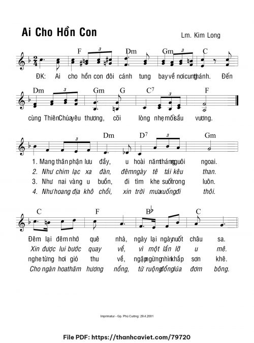 Ai cho hồn con - Lm. Kim Long - trang 1