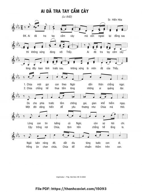 Ai đã tra tay cầm cày - Sr. Hiền Hòa - trang 1