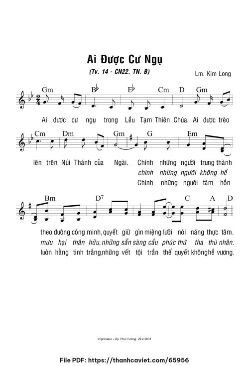 Ai được cư ngụ - Lm. Kim Long - trang 1