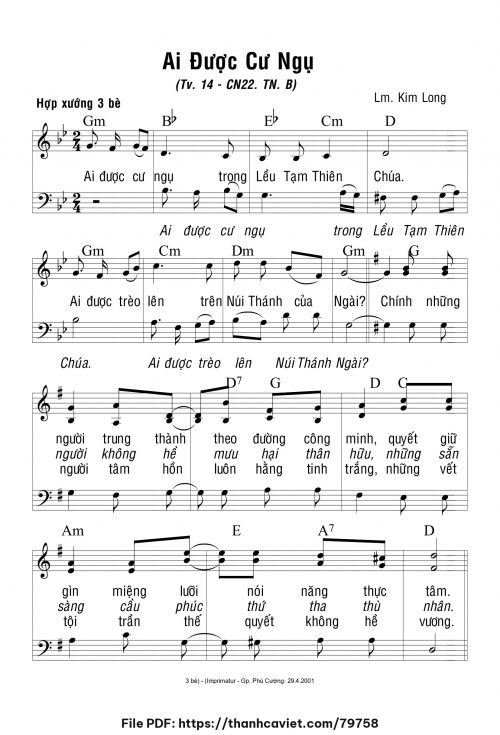 Ai được cư ngụ - Lm. Kim Long - trang 1
