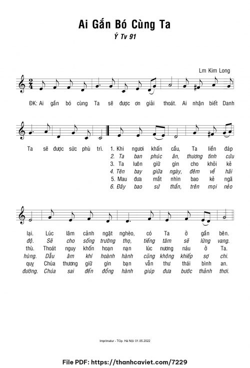 Ai gắn bó cùng ta - Lm. Kim Long - trang 1