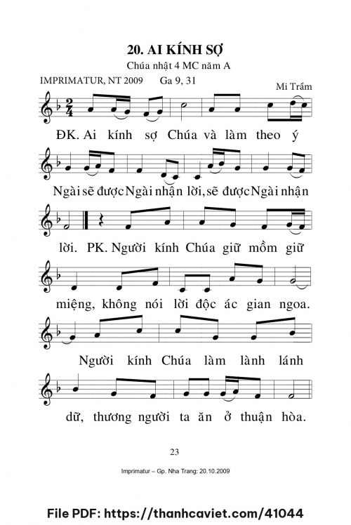 Ai kính sợ [CN4 MCA] – - Lm. Mi Trầm - trang 1