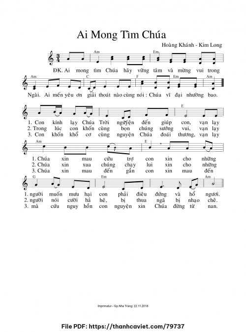Ai mong tìm Chúa - Lm. Hoàng Khánh - Lm. Kim Long - trang 1