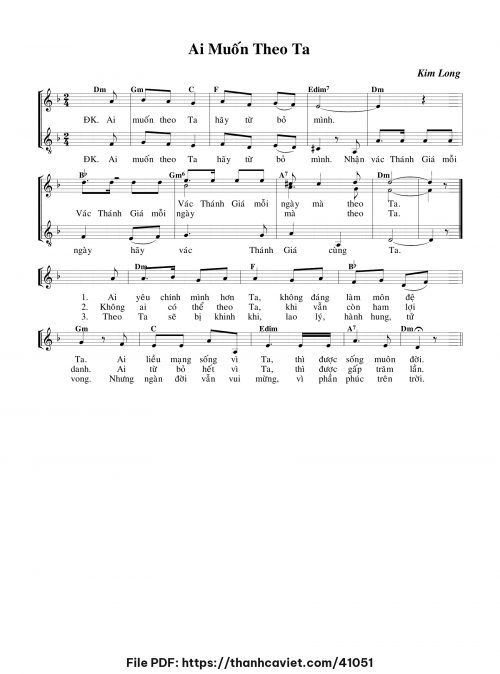 Ai muốn theo Ta - Lm. Kim Long - trang 1