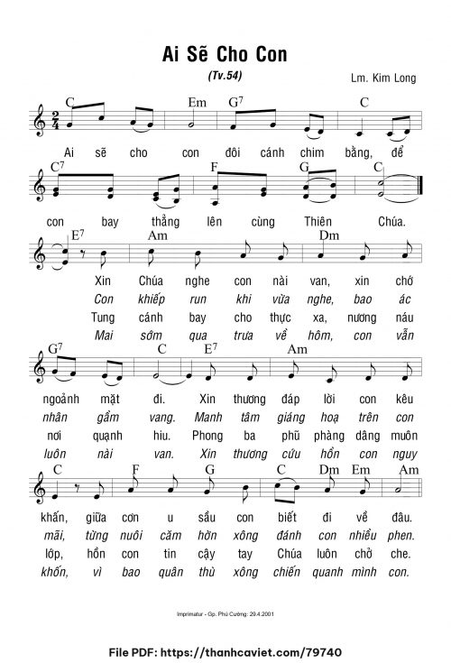 Ai sẽ cho con - Lm. Kim Long - trang 1