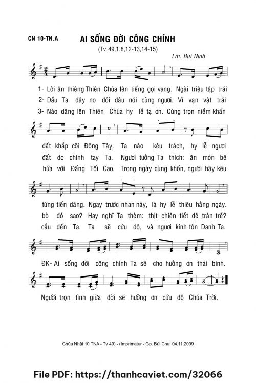 Ai sống đời công chính - Lm. Bùi Ninh - trang 1