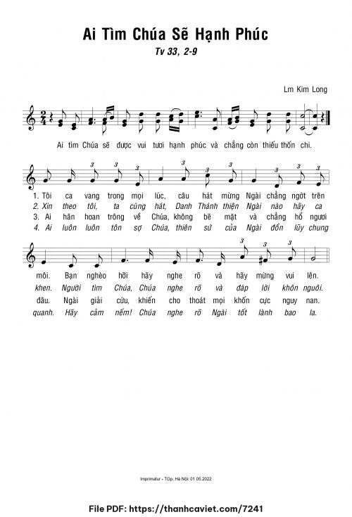 Ai tìm Chúa sẽ hạnh phúc - Lm. Kim Long - trang 1