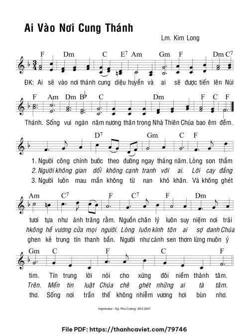 Ai vào nơi cung thánh - Lm. Kim Long - trang 1