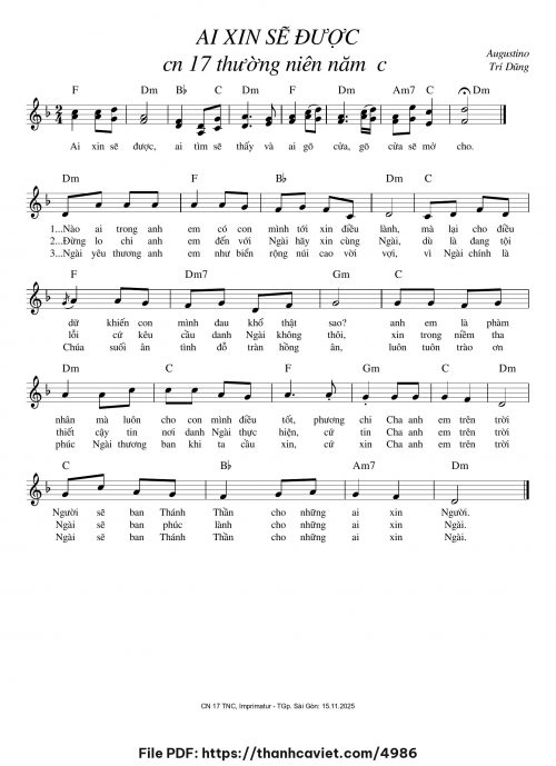 Ai xin sẽ được - Augustino Trí Dũng - trang 1