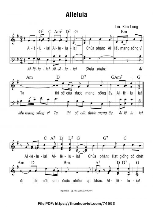 Alleluia - Lm. Kim Long - trang 1