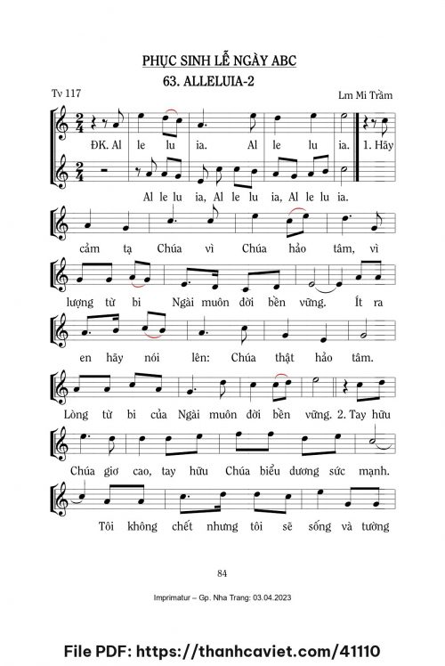Alleluia 2 [Tv 117, Phục Sinh Lễ Ngày ABC] – - Lm. Mi Trầm - trang 1