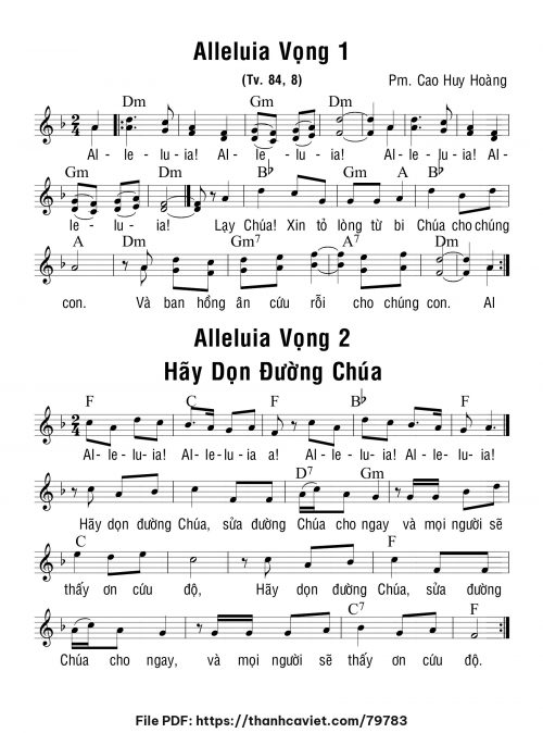 Alleluia 2 Vọng Hãy Dọn Đường Chúa - Cao Huy Hoàng - trang 1