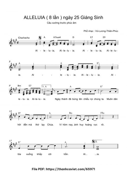 Alleluia (8 lần) ngày 25 Giáng Sinh - Vũ Lương Thiên Phúc - trang 1