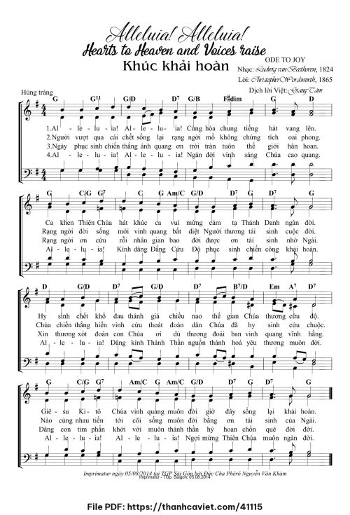 Alleluia Alleluia! Hearts to Heaven and Voices Raise – Khúc Khải Hoàn - Lm. Giang Tâm (Nhạc Ngoại, lời Việt) - trang 1