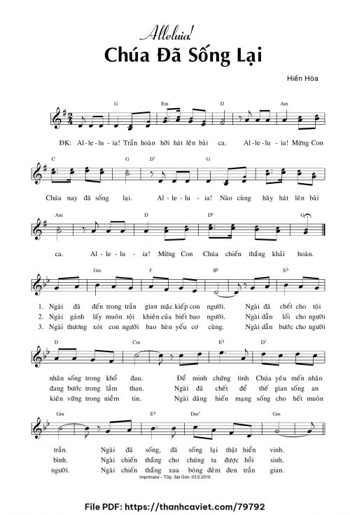 Alleluia Chúa đã sống lại! - Sr. Hiền Hòa - trang 1