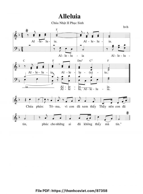 Alleluia Chúa Nhật 2 Phục Sinh - hvh - trang 1