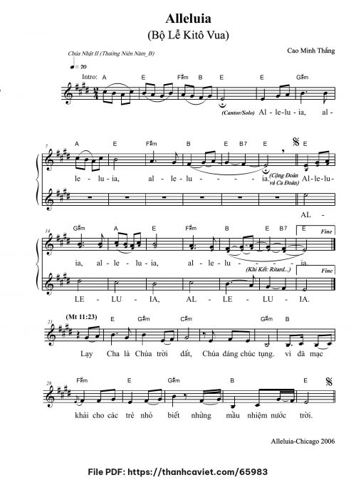 Alleluia Chúa Nhật II Thường niên năm B - Cao Minh Thắng - trang 1