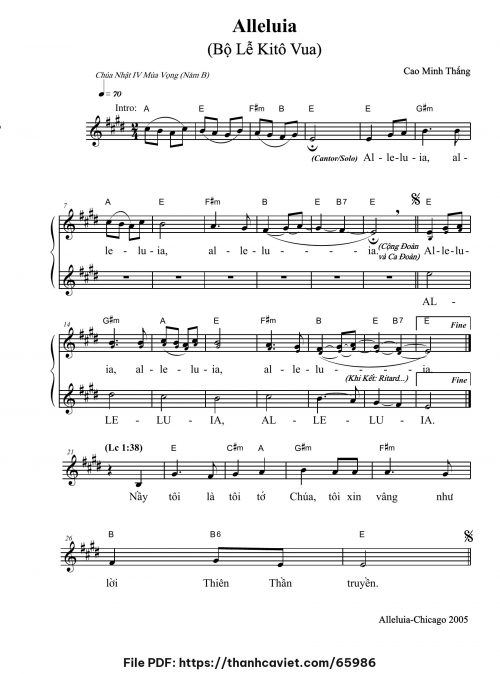 Alleluia Chúa Nhật IV mùa Vọng năm B - Cao Minh Thắng - trang 1