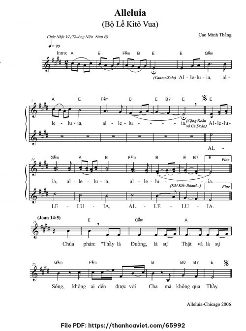 Alleluia Chúa Nhật VI Thường niên năm B - Cao Minh Thắng - trang 1