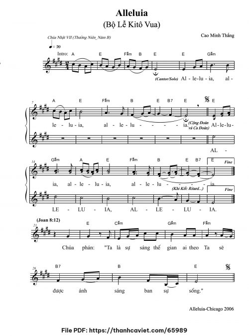 Alleluia Chúa Nhật VII Thường niên năm B - Cao Minh Thắng - trang 1