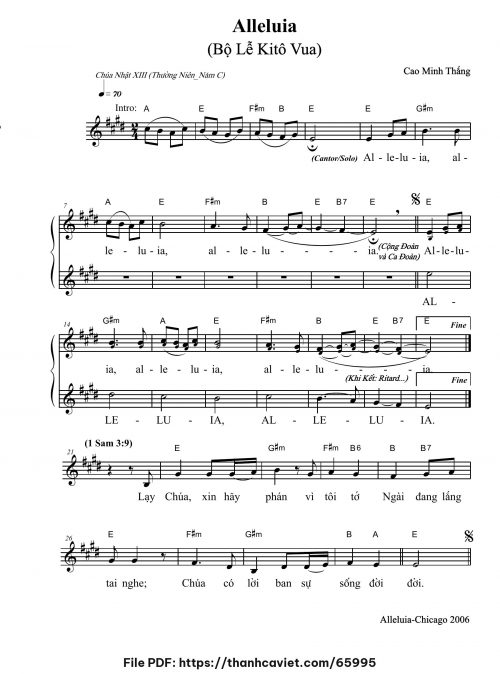 Alleluia Chúa Nhật XIII Thường niên năm C - Cao Minh Thắng - trang 1