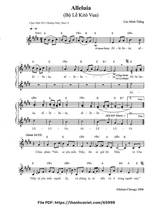 Alleluia Chúa Nhật XIV Thường niên năm C - Cao Minh Thắng - trang 1