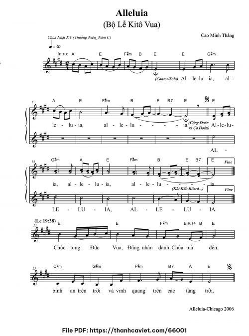 Alleluia Chúa Nhật XV Thường niên năm C - Cao Minh Thắng - trang 1