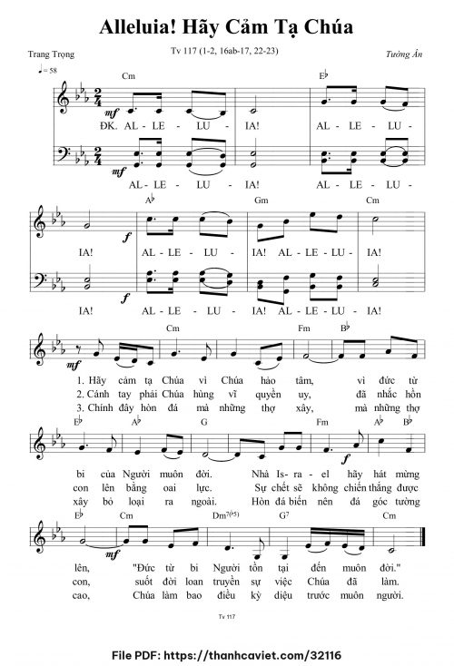 Allêluia! Hãy cảm tạ Chúa - Tường Ân - trang 1